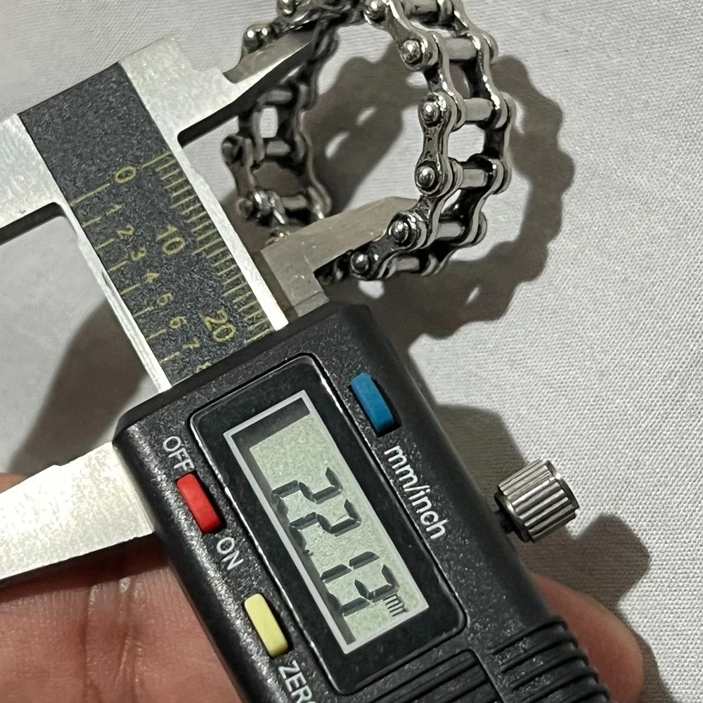 Mens Silver Tone Stainless Steel  Motorcycle Biker Chain Ring Grunge Punk
